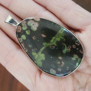 Large Crocodile Kambaba Jasper Stone Pendant Silver Setting